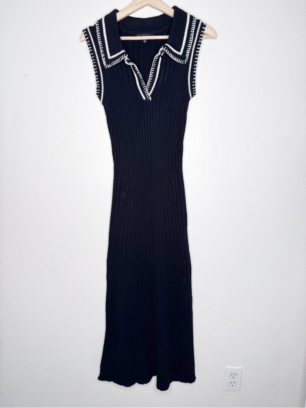 En Saison Granger Sleeveless Collared Black Knit Midi Dress Size S EUC - Picture 6 of 14
